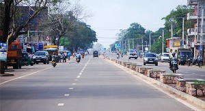 Killinochchi town and the reconstructed A9 highway