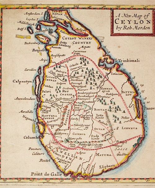 Extremely rare map of Ceylon by Morden, 1688