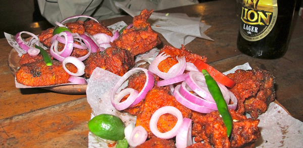 Generous portions of spicy fried chicken